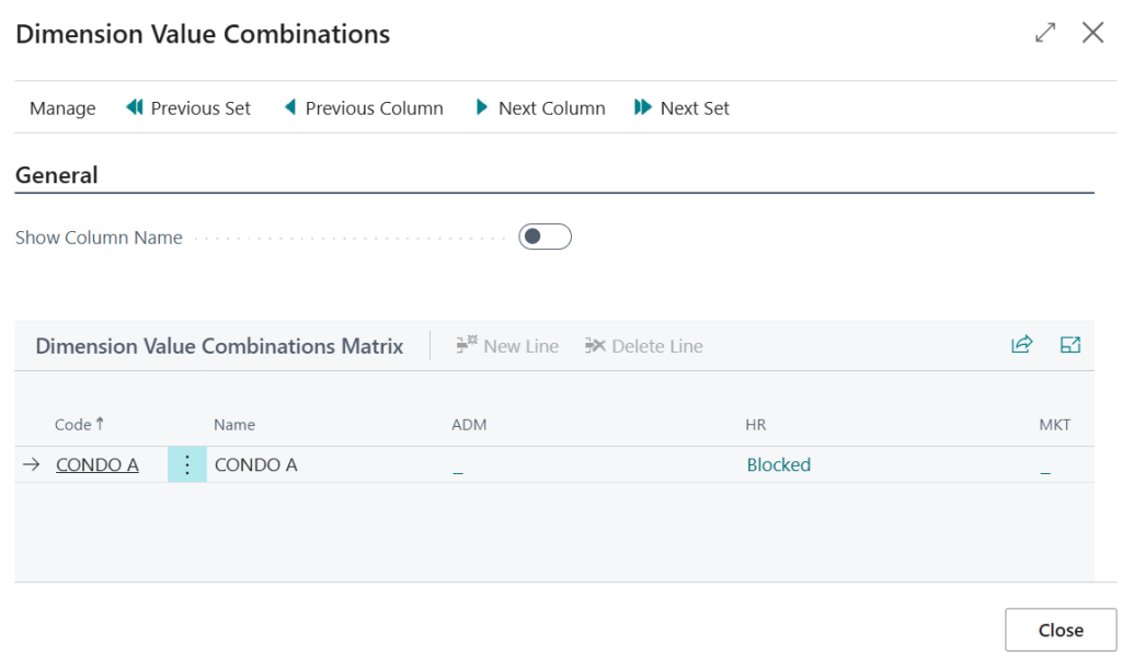 การเซตอัพ dimension combinations