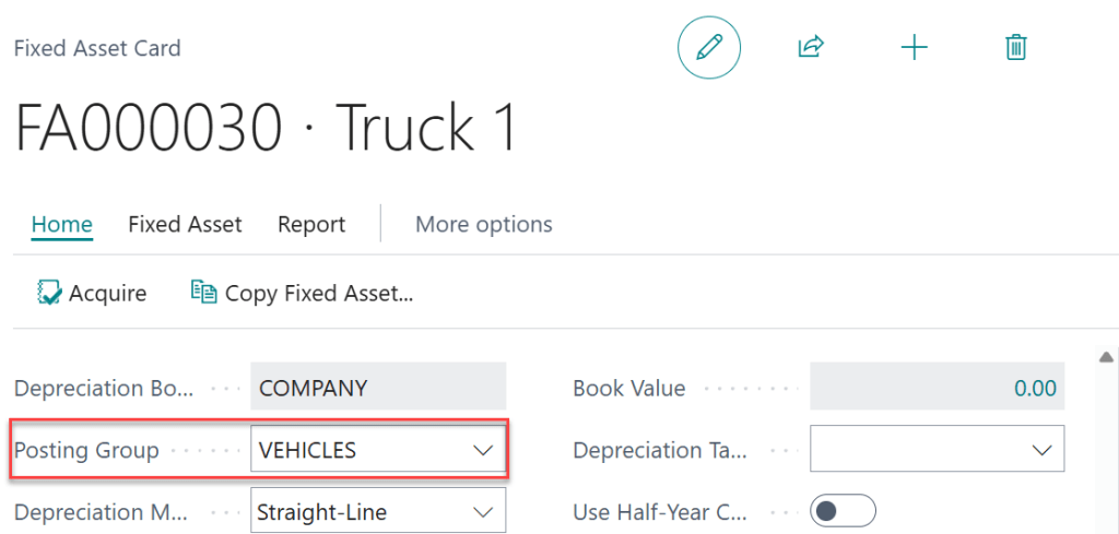 เซตอัพ FA Posting Group ใน Fixed Asset Card