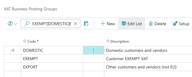 VAT Business Posting Group (กลุ่ม VAT ธุรกิจ)