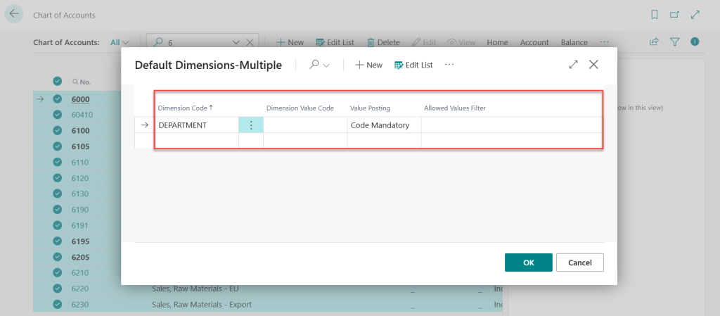 การเซตอัพ Dimensions-Multiple ใน GL Account